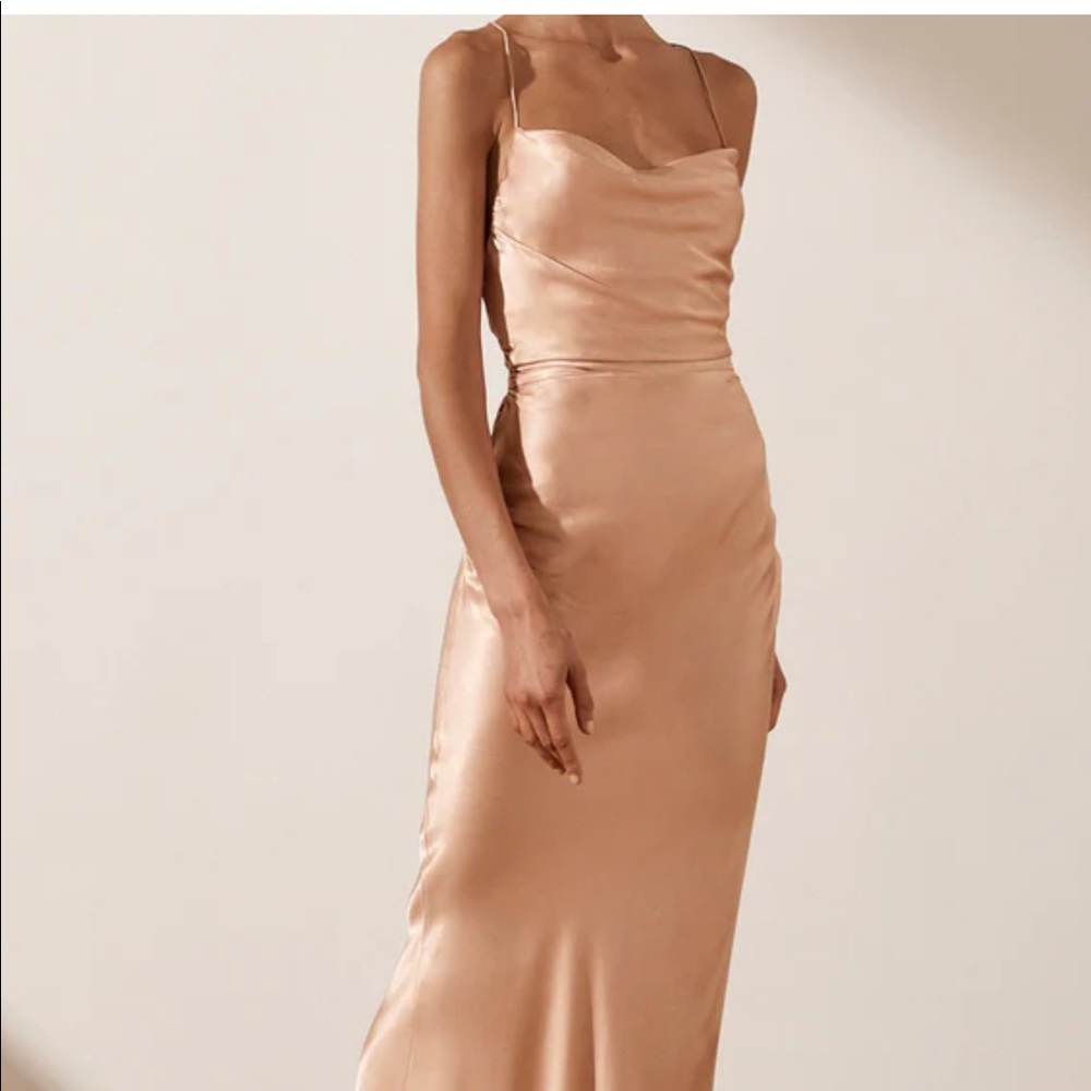 Shona Joy Satin Maxi Dress in Champagne